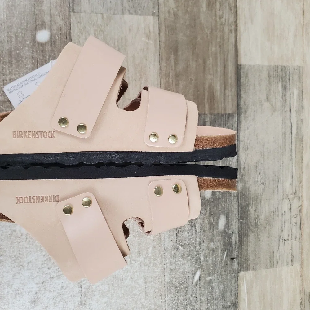 Birkenstock Uji Unisex Slides Sandals Womens 5 New Beige Nubuck Leather NWOB